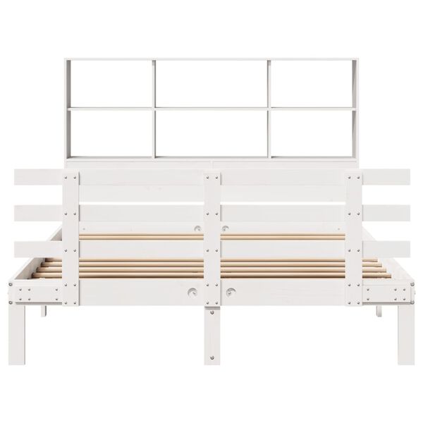 vidaXL Lit biblioth&egrave;que sans matelas blanc 140x200 cm bois pin massif