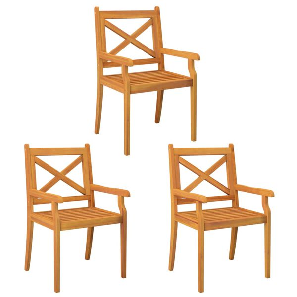vidaXL Chaises &agrave; manger d'ext&eacute;rieur lot de 3 Bois d'acacia massif