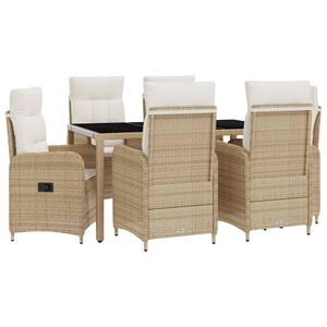 vidaXL Ensemble de repas ext&eacute;rieur 7 pcs Beige et blanc cr&egrave;me