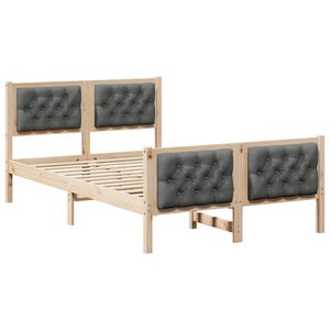 vidaXL Cadre de lit Gris fonc&eacute; 135 x 190 cm Pin massif