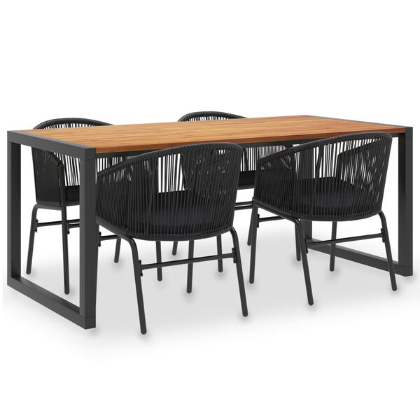 vidaXL Ensemble &agrave; manger d'ext&eacute;rieur 5 pcs Acacia solide et rotin PVC