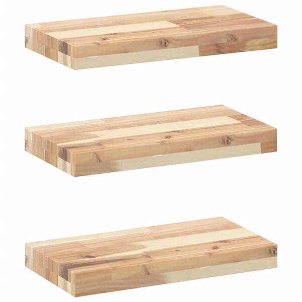 vidaXL &Eacute;tag&egrave;res flottantes 3 pcs 60x20x4 cm acacia massif non trait&eacute;