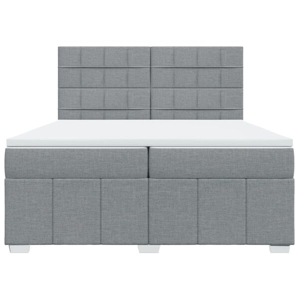 vidaXL Sommier &agrave; lattes de lit avec matelas Gris clair 200x200cm Tissu