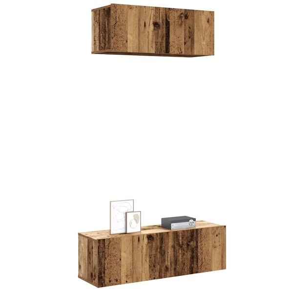 vidaXL Ensemble de meuble TV mural 2 pcs vieux bois bois d'ing&eacute;nierie