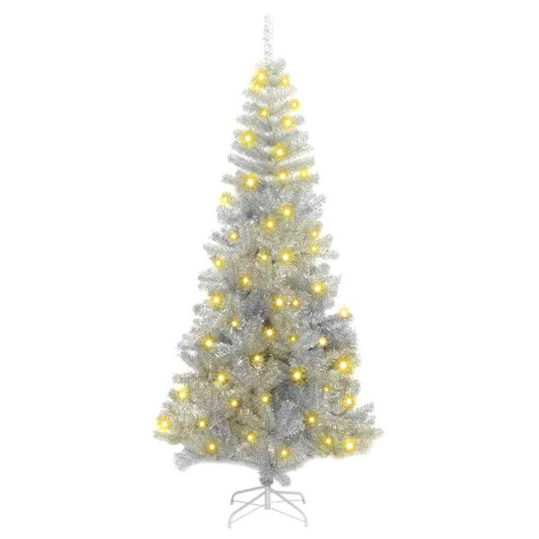vidaXL Sapin de No&euml;l avec 300 LED avec support Argent 180 cm PET