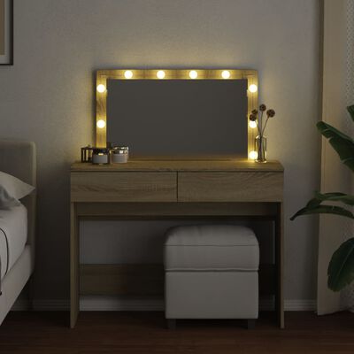 vidaXL Coiffeuse avec LED chêne sonoma 100x40x120 cm