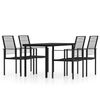 vidaXL Ensemble &agrave; manger de jardin 5 pcs Noir
