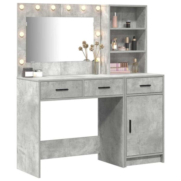 vidaXL Table de Toilette avec tiroir 2 pcs Gris Bois d'ing&eacute;nierie