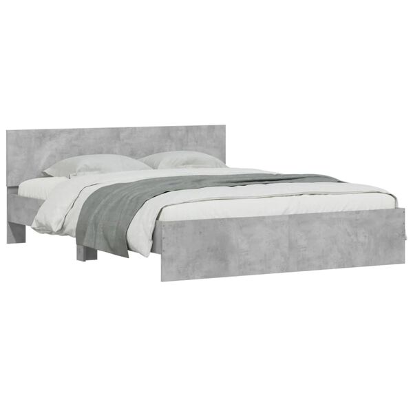 vidaXL Cadre de lit avec LED sans matelas gris b&eacute;ton 160x200 cm