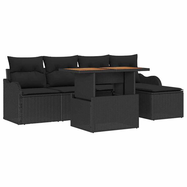 vidaXL Ensemble de canapé de jardin avec coussin 6 pcs Noir