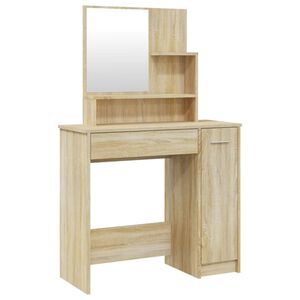 vidaXL Coiffeuse avec miroir ch&ecirc;ne sonoma 86,5x35x136 cm