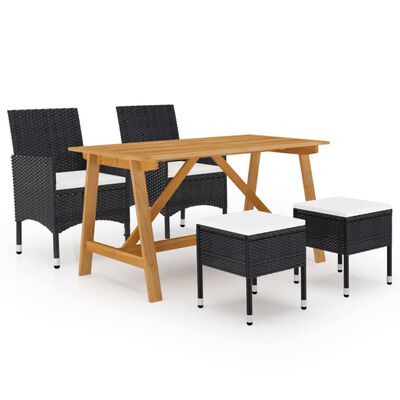 vidaXL Ensemble de salle à manger de jardin 5 pcs Noir