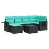 vidaXL Salon de jardin 7 pcs avec coussins noir r&eacute;sine tress&eacute;e
