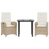 vidaXL Ensemble &agrave; manger de jardin et coussins 3 pcs Beige poly rotin