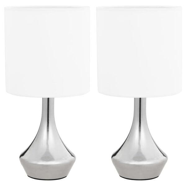 vidaXL Lampes de table 2 pcs Bouton tactile Blanc E14