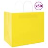vidaXL Sacs en papier 50 pcs avec poign&eacute;es jaune 32x22x28 cm