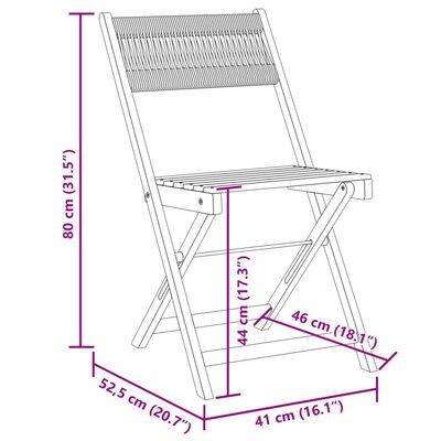 vidaXL Chaises de bistrot lot de 2 beige bois d'acacia et corde