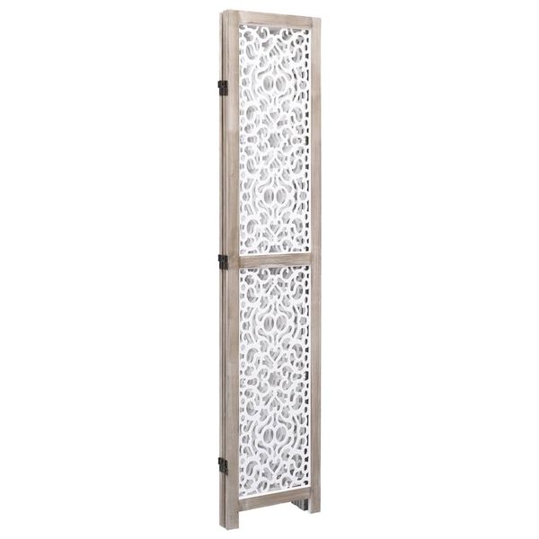 vidaXL Cloison de séparation 3 panneaux Blanc 105x165 cm Bois solide
