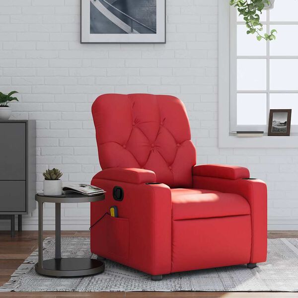 vidaXL Fauteuil de massage inclinable rouge similicuir