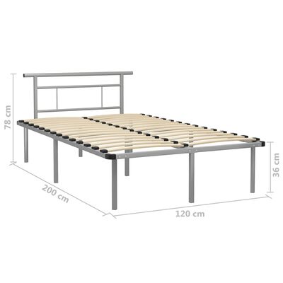 vidaXL Cadre de lit sans matelas gris métal 120x200 cm