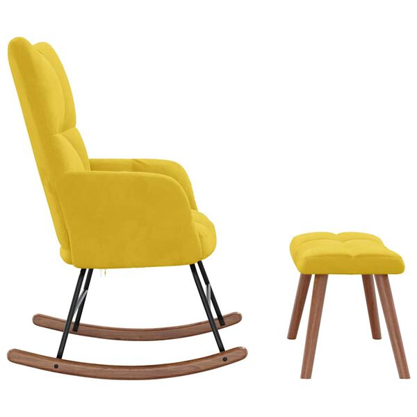 vidaXL Chaise à bascule avec repose-pied Jaune moutarde Velours