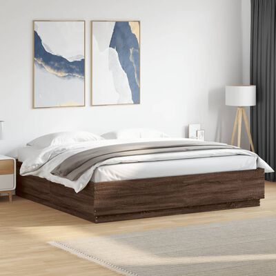 vidaXL Cadre de lit chêne marron 180x200 cm bois d'ingénierie