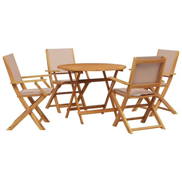 vidaXL Ensemble &agrave; manger de jardin 5 pcs taupe tissu et bois massif