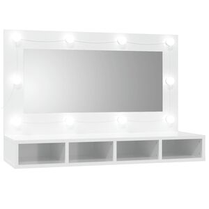 vidaXL Armoire &agrave; miroir avec LED Blanc brillant 90x31,5x62 cm