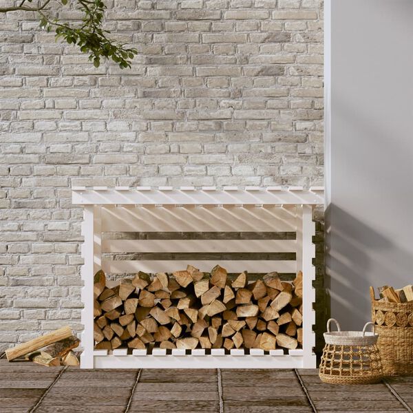 vidaXL Support pour bois de chauffage Blanc 108x73x79 cm Bois de pin