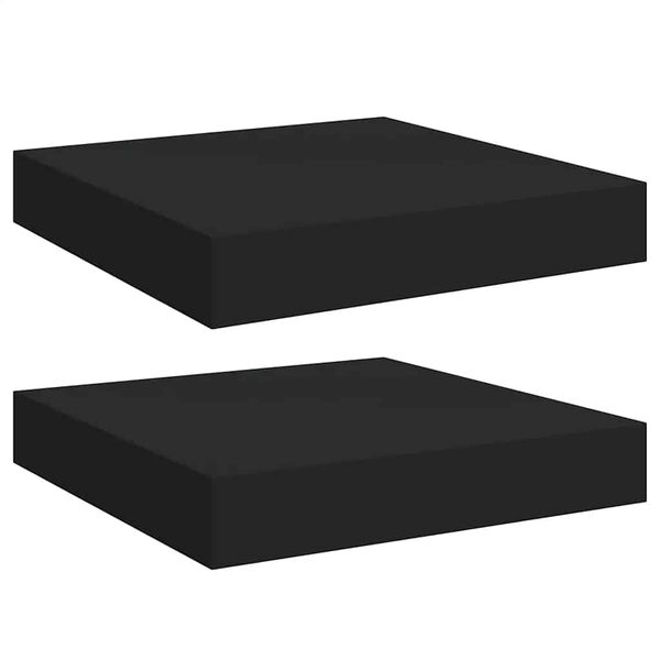 vidaXL &Eacute;tag&egrave;res murales flottantes 2 pcs noir 23x23,5x3,8 cm MDF