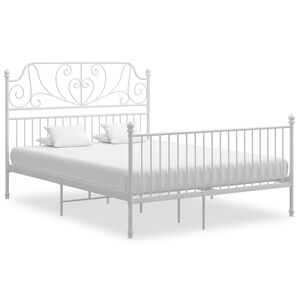 vidaXL Cadre de lit et t&ecirc;te de lit sans matelas blanc 140x200 cm m&eacute;tal