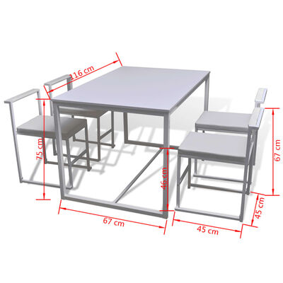 vidaXL Ensemble de table et chaises de salle à manger 5 pièces Blanc