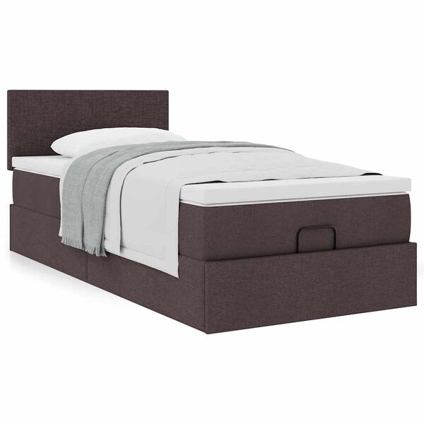 vidaXL Lit ottoman avec matelas marron fonc&eacute; 90x200 cm tissu