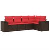 vidaXL Ensemble de canap&eacute; de jardin 5 pcs avec coussins marron r&eacute;sine tress&eacute;e