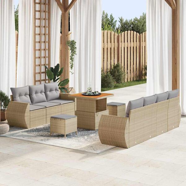 vidaXL Ensemble de canap&eacute; de jardin 10 pcs Beige et Gris clair