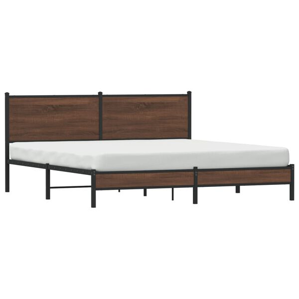 vidaXL Cadre de lit en m&eacute;tal sans matelas ch&ecirc;ne marron 180x200 cm