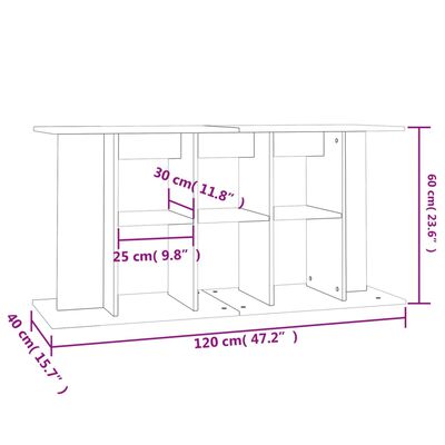 vidaXL Support d'aquarium blanc brillant 120x40x60cm bois d'ingénierie