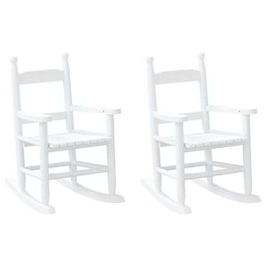 vidaXL Chaises &agrave; bascule enfants lot de 2 blanc bois peuplier massif