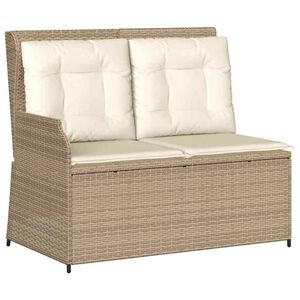 vidaXL Banc de jardin avec coussin Beige Poly rotin