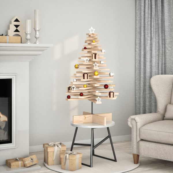 vidaXL Arbre de No&euml;l en bois pour d&eacute;coration 100 cm bois massif de pin