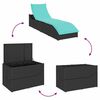vidaXL Chaise longue pliante coussin et rangement noir r&eacute;sine tress&eacute;e