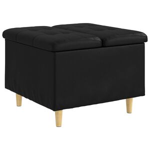 vidaXL Pouf de rangement avec coussin Noir 60 x 60 x 45 cm Simili cuir