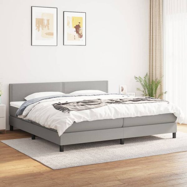 vidaXL Sommier &agrave; lattes de lit avec matelas Gris clair 180x200cm Tissu