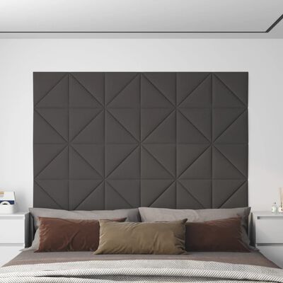 vidaXL Panneaux muraux 12 pcs Gris foncé 30x30 cm Tissu 0,54 m²