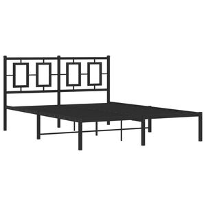 vidaXL Cadre de lit m&eacute;tal sans matelas avec t&ecirc;te de lit noir 135x190cm