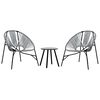 vidaXL Lot de 3 Chaise de jardin noir et gris clair r&eacute;sine tress&eacute;e