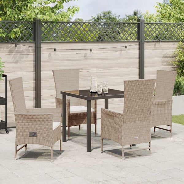vidaXL Ensemble de salle à manger pour jardin 5 pcs Beige polyrotin
