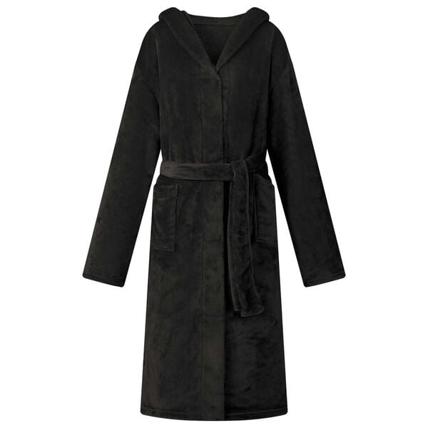 vidaXL Peignoir avec capuche Noir xl Flanelle