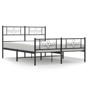 vidaXL Cadre de lit m&eacute;tal sans matelas avec pied de lit noir 140x190cm