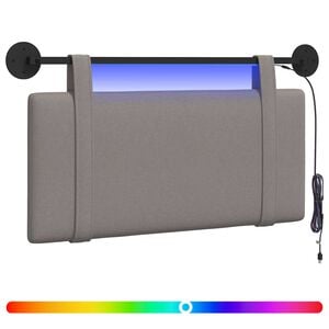 vidaXL T&ecirc;te de lit suspendue Avec lumi&egrave;re LED Taupe Tissu